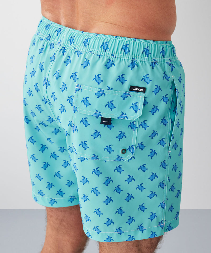 Geo Turtle Swim Shorts - Aqua-GAZMAN