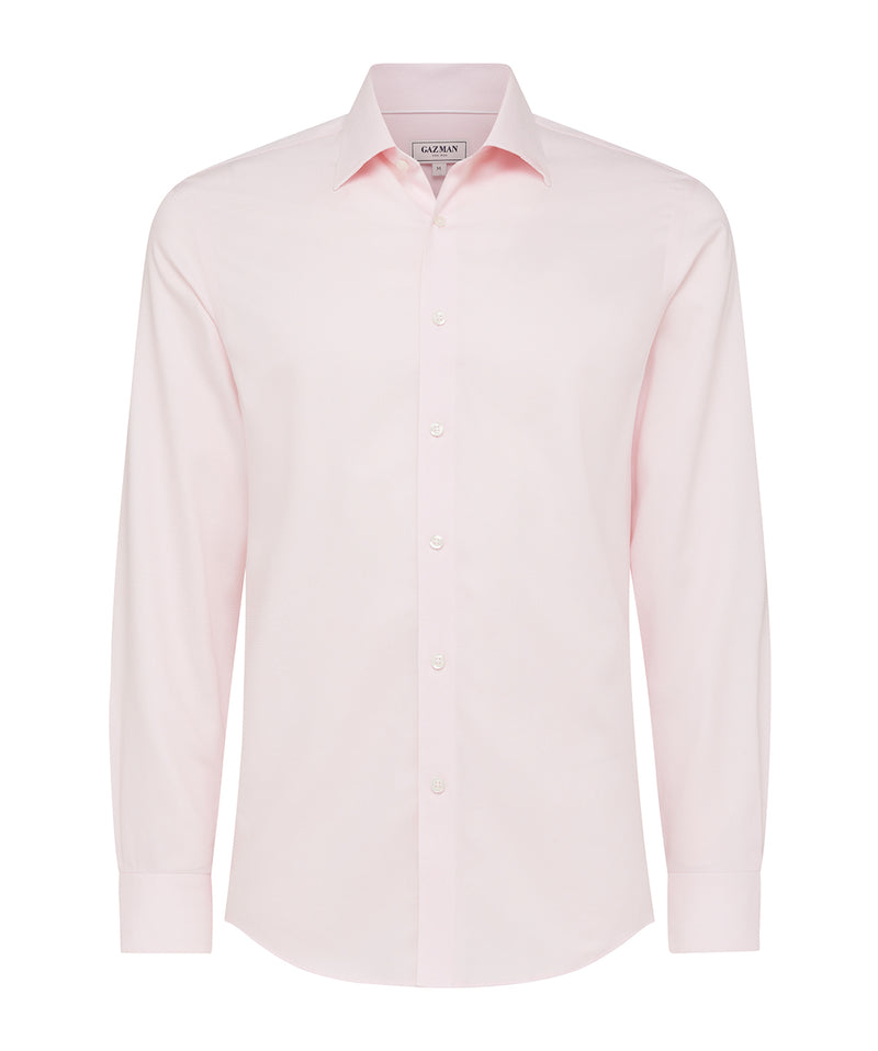 Tailored Non-Iron Dobby Long Sleeve Shirt - Pale Pink