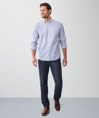Easy Care Stretch Stripe Long Sleeve Shirt - Blue Carbon-GAZMAN
