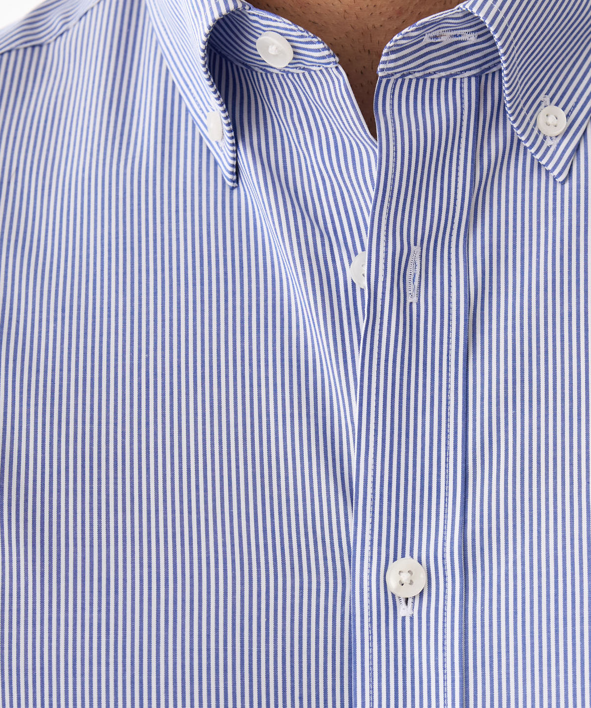 Easy Care Stretch Stripe Long Sleeve Shirt - Blue Carbon-GAZMAN