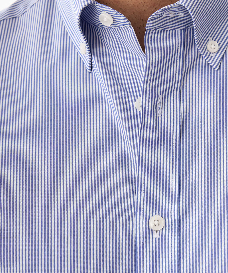 Easy Care Stretch Stripe Long Sleeve Shirt - Blue Carbon-GAZMAN