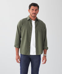 Casual Bedford Long Sleeve Shirt - Khaki-GAZMAN