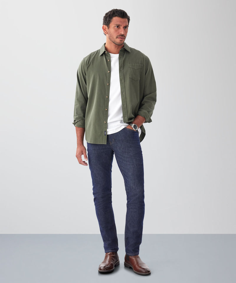 Casual Bedford Long Sleeve Shirt - Khaki-GAZMAN