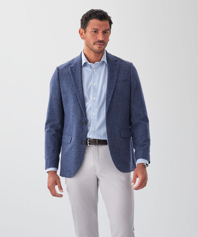 Wool Blend Plain Sports Jacket - Navy-GAZMAN