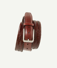 Leather Plait Belt - Brown-GAZMAN-2