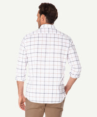 Casual Dobby Check Long Sleeve Shirt - White-GAZMAN-8