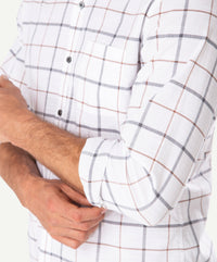 Casual Dobby Check Long Sleeve Shirt - White-GAZMAN-7